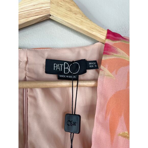 NWT Patbo Tropicalia Tie-Front  Cropped Puff Sleeve Lined Top Harbour Pink Sz: 0 - Picture 6 of 8